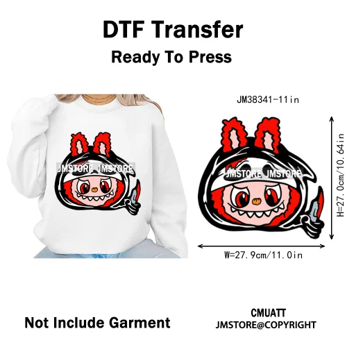 New Cartoon Costume Monster Dolls Lover DTF Printing Decals Iron on Washable Transfers Stickers Ready to Press for T-shirts