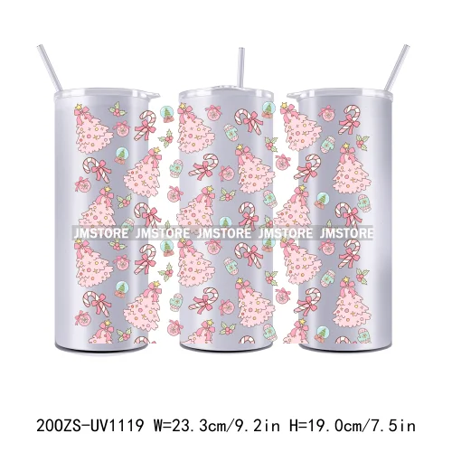 Christmas Gingerbread Reindeer 20OZ Tumbler Wraps Ready To Ship UV DTF Transfer Stickers Waterproof Prints For Skinny Tumbler