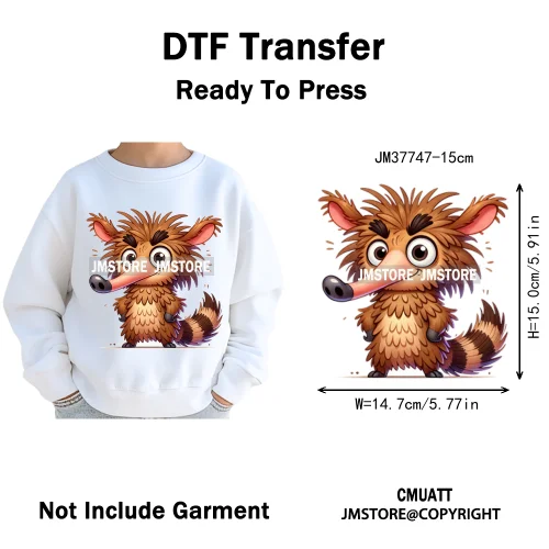 15cm 5.9in Kids Quirky Safari Cartoon Animal Iron On Transfers Stickers For Clothing DTF Printed Appliques Washable T-Shirts