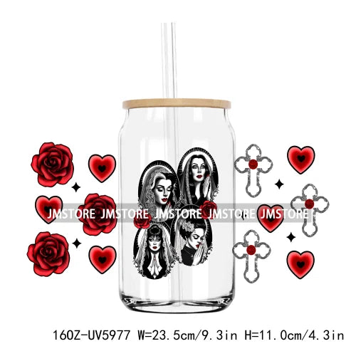 Latina Culture Cartoon Girls 16OZ UV DTF Cup Wrap Transfers Stickers Custom Labels Durable Waterproof Logo For Libbey Glass Can