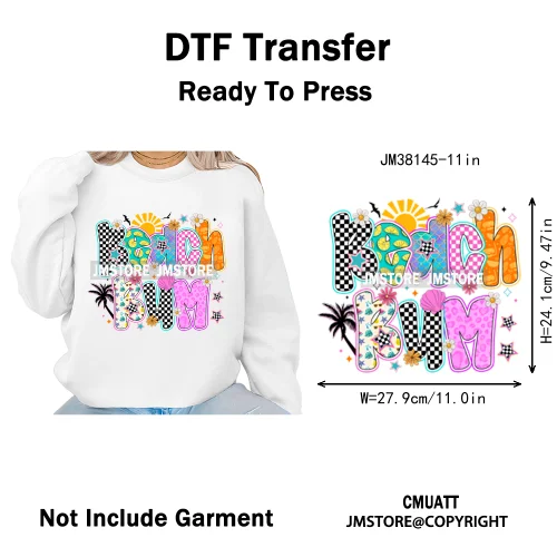 Funny Bruh We Out Teachers School Summer Drink Waves Camping Vibes Iron on DTF Heat Transfer Stickers Ready to Press for Clothes