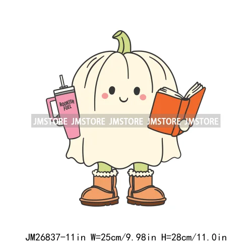 Hot Cute Spooky Ghouls Boo Read Club Bookish Halloween DTF Printing Iron On Transfer Stickers Ready To Press For Hoodies Bags