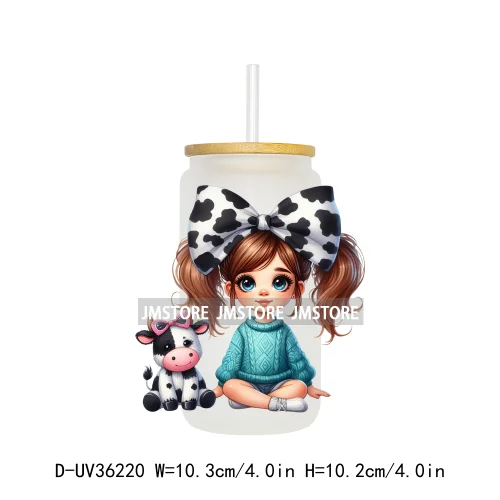 Pretty Girl With Animals UV Sticker Decals For Libbey Cold Cups Mugs Tumbler Transfer Stickers Waterproof High Quality Labels