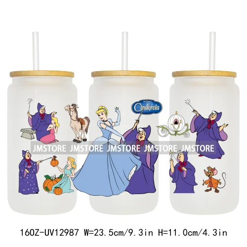 Best Friends Princess Movie Themed 16OZ UV DTF Cup Wraps Ready To Apply Waterproof Transfer Sticker For Libbey Glass Can Tumbler
