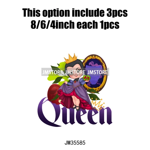 Colorful In My Era Wicked Cartoon Princess Evil Queen Washable Iron on DTF Transfers Stickers Diy Ready to Press for Sweatshirts