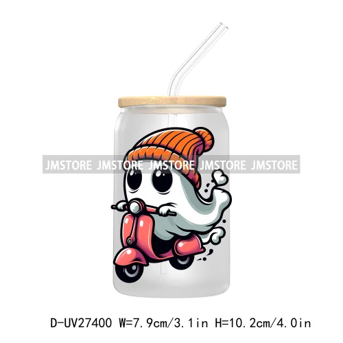 Cute Bougie Ghost Boo Halloween UV DTF Transfer Stickers Decals For Libbey Cold Cup Mug Tumbler High Quality Fall Pumpkin Season