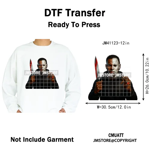 Halloween Spooky Afro Dad Scary Movie Smoking Character Costume Design Iron on DTF Transfer Stickers Ready to Press for Clothing