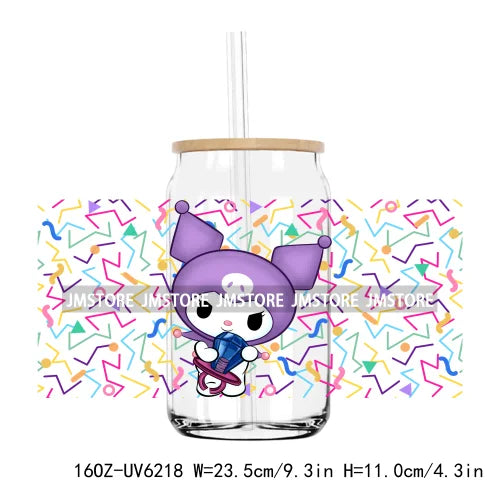 Cartoon Cat Mexican Snacks 16OZ UV DTF Cup Wrap Transfers Stickers Custom Labels Durable Waterproof Logo For Libbey Glass Can