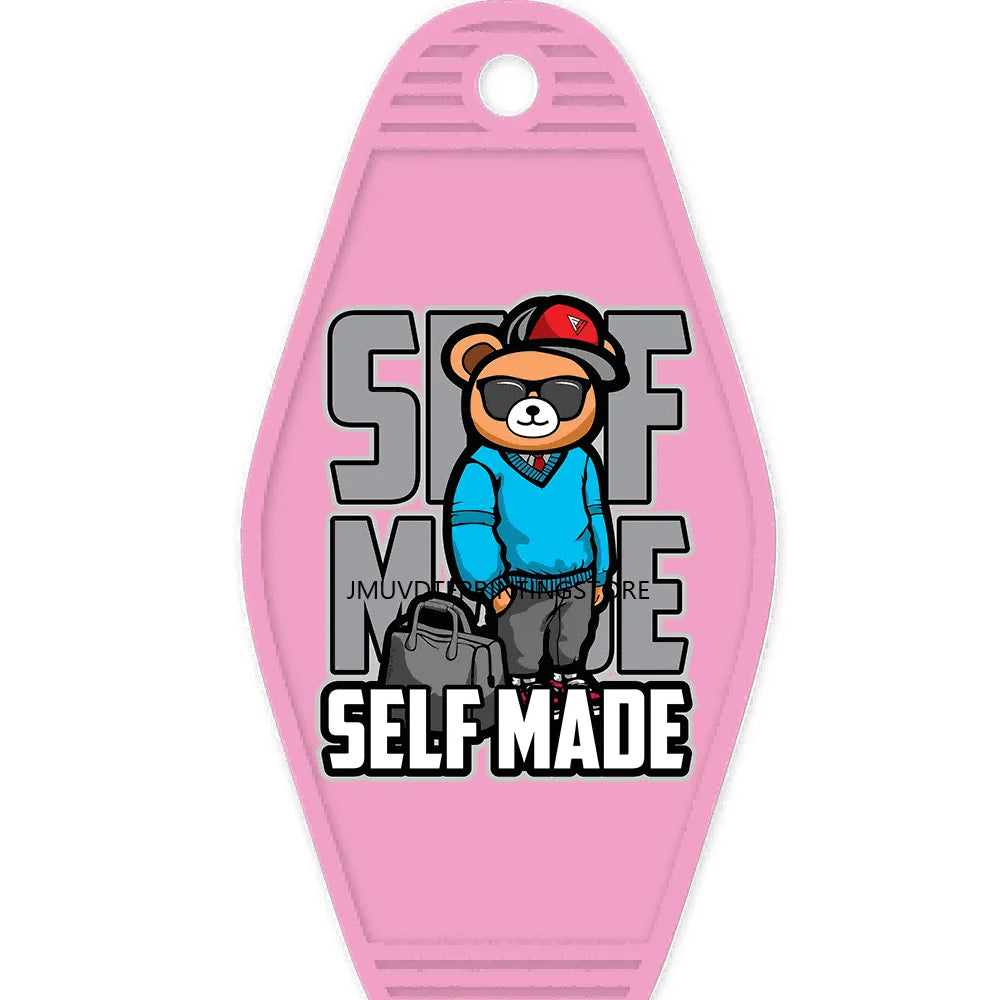 Self Made Bears High Quality WaterProof UV DTF Sticker For Motel Hotel Keychain Heartless Teddy Bear King Broken Heart