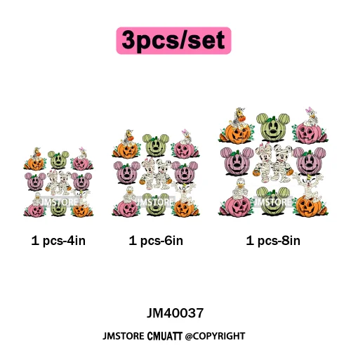 Happy Halloween Nightmare Cartoon Character Pumpkin Skeleton Iron on DTF Washable Transfers Stickers Ready to Press for T-shirts