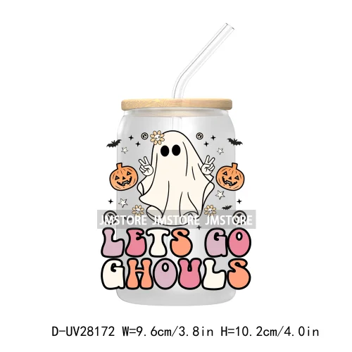 Spooky Ghost Boo Halloween Tis The Season UV DTF Transfer Stickers Decals For Libbey Cold Cup Mugs Tumbler Waterproof Book Ghoul