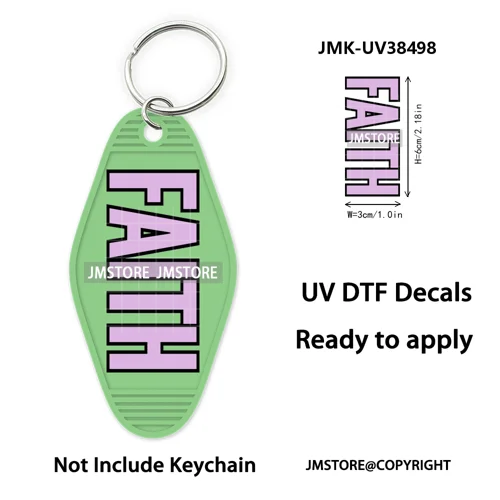 Christian Bible Jesus Faith Letters UV DTF Motel Keychain Decals Ready To Ship Custom Transfer Stickers Print For Hotel Keychain