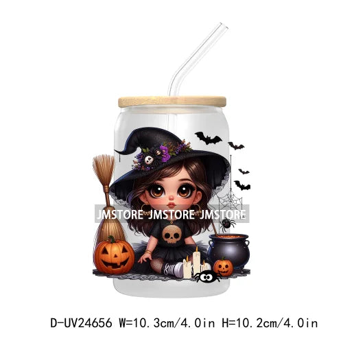 Halloween Latina Princess UV DTF Transfer Stickers Decals For Libbey Cold Cups Mugs Tumbler Custom Waterproof DIY Labels Pumpkin