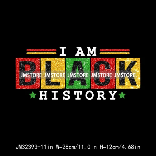 Big Black History Energy Proud Afro Woman Juneteenth Fist Breaking Chains Iron On DTF Heat Press Transfers Stickers For T-shirts