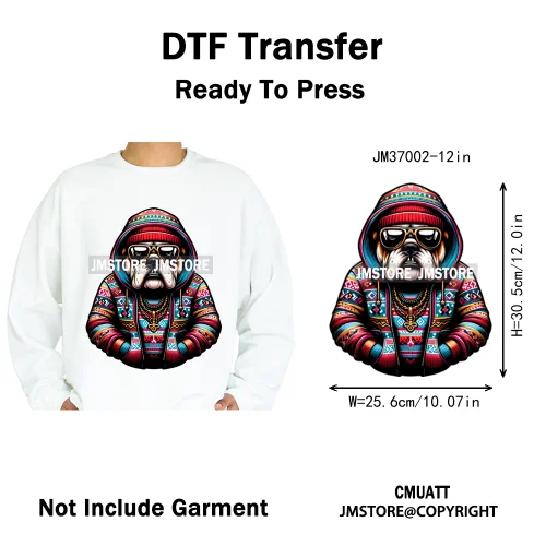 12in Graffiti Gangster Hip Hop Gorilla Life Is Better With Bulldog Iron on DTF Heat Transfer Sticker Ready to Press for Hoodies