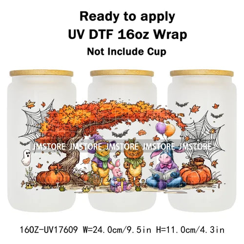 Mouse Ghost Boo Halloween Pumpkin Spooky Season UV DTF Cup Wraps Ready To Apply Transfer Stickers For Libbey Glass Can 16OZ Wrap
