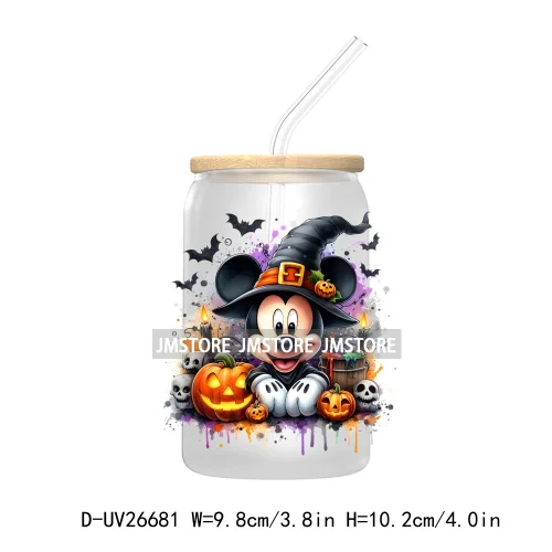 Cartoon Mouse And Friends Halloween Pumpkin UV DTF Transfer Stickers Decals For Libbey Cold Cups Mugs Tumbler Custom Labels Fall