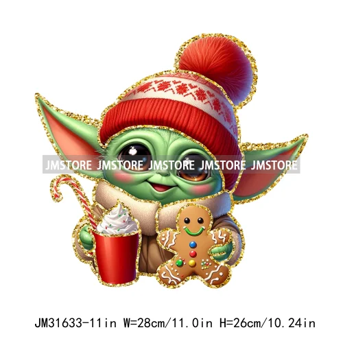 Cute Cartoon Christmas Character Coffee Gingerbread Merry Christmas Iron On DTF Transfers Stickers Ready To Press For T-shirts