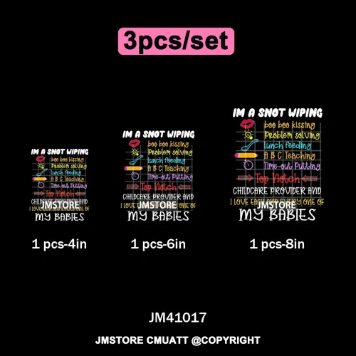 Daycare Teacher Life Inspire Love School Childcare Quotes Iron on Washable DTF Transfer Stickers Ready to Press for T-shirts Bag