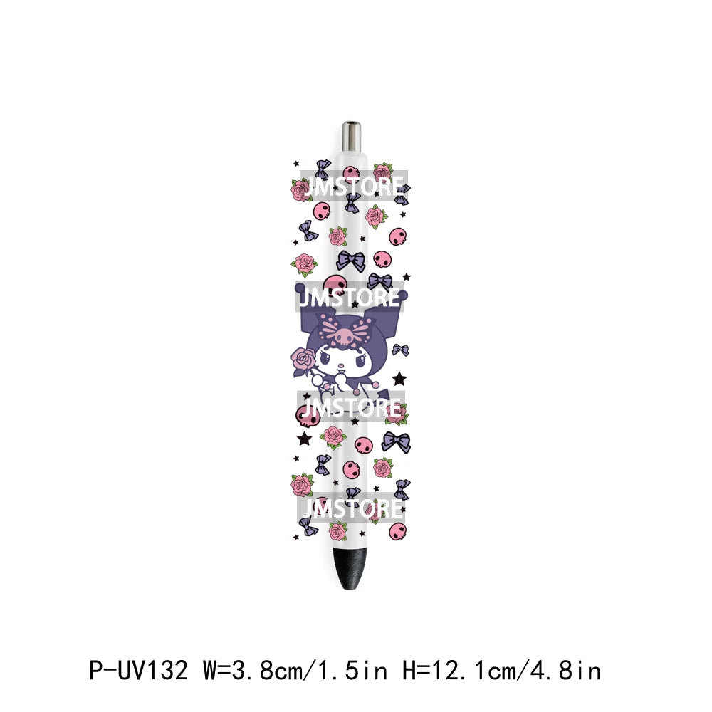 Cute Cartoon Girl With Flower UV DTF Pen Wraps Stickers Custom Labels Durable Waterproof Logo For DIY Customized Craft Cats