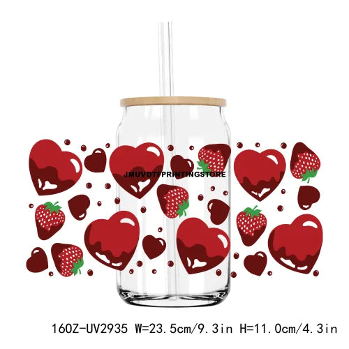 De La Rosa Concha Valentine's Day Cafecito Y Chisme UV DTF Sticker For 16OZ Libbey Glass Cup Can Wrap Custom Transfer Sticker