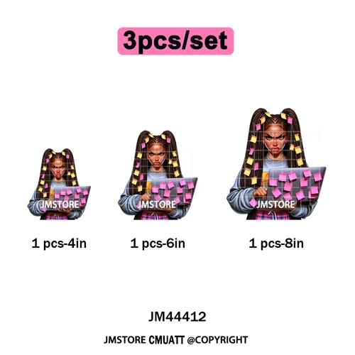 Sassy Facial Expressions Black Girl Housewife Remote Work Iron on Washable DTF Transfers Stickers Ready to Press for Sweatshirts
