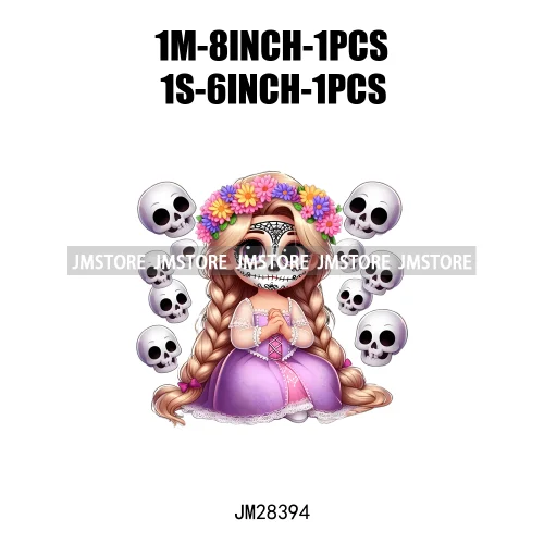 Washable Day Of The Dead La Catrina Dolls Designs Cartoon Princess Hispanic Girly Iron On DTF Transfers Stickers For Hoodies