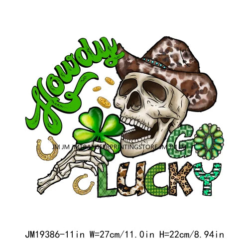 Cheers Lucky Beer Crush Shamrocks Dog Mom Dental Squad Howdy Lucky Irish Day St Patrick's DTF Transfer Stickers Decals For Shirt