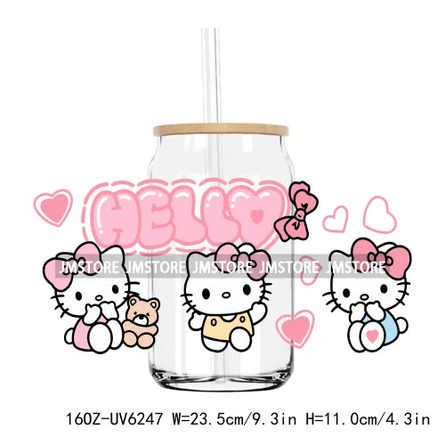 Cute Cartoon Characters UV DTF Sticker For 16OZ Libbey Glass Cup Can Wrap Transfer Stickers Custom Labels DIY Logo Magic World