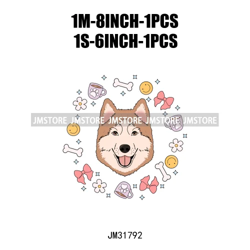 Funny Love Animal Puppy Pet Dogs Cocoa Flower Coquette Design Iron On DTF Transfers Stickers Ready To Press For Sweatshirts Bags