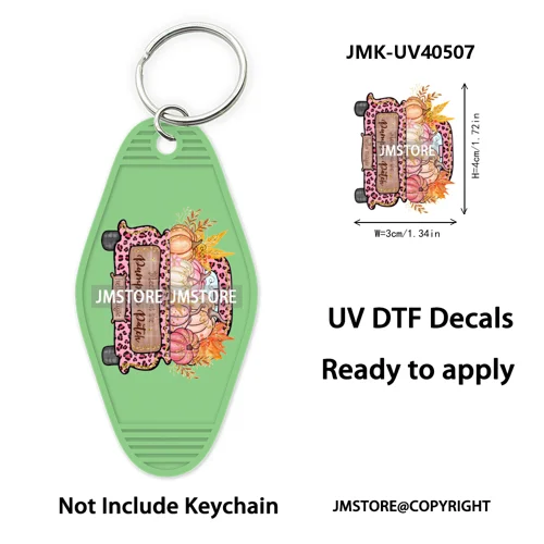 Hello Pumpkin Fall Thanksgiving Gnome UV DTF Motel Keychain Wraps Ready To Apply Waterproof High Quality Hotel Keychain Decals