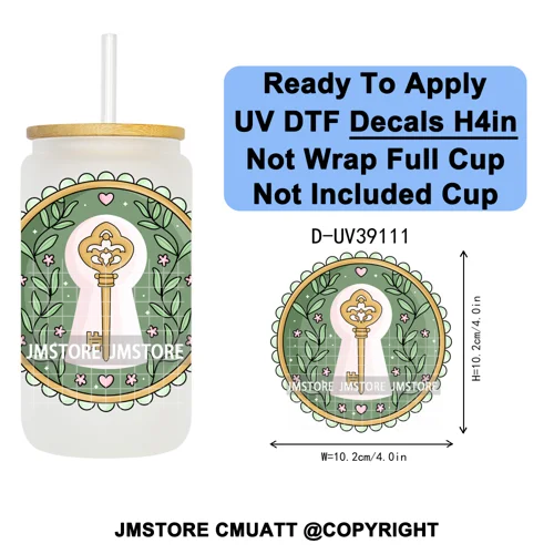 Bookish Positive Quotes Self Care UV DTF Transfer Stickers Decals Ready To Apply Waterproof For 16OZ Libbey Glass Can Tumbler