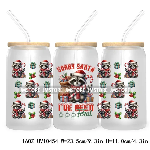 Merry Mama Social Club UV DTF Cup Wraps Transfers Sticker For 16OZ Libbey Glass Can Holiday Christmas Santa Tree Coquette Bow