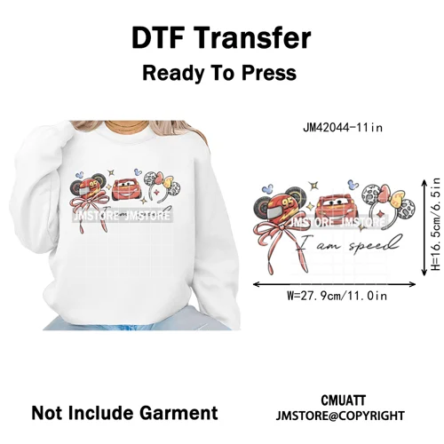 Retro Cartoon Magical Princess Girly Bow Mouse Ears Headbands Iron on DTF Washable Transfers Stickers Ready to Press for Hoodies