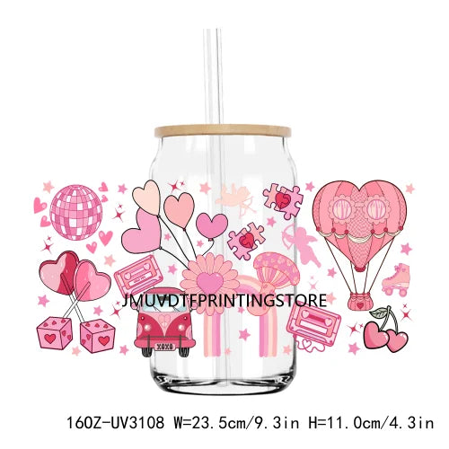 Cupid Ghostie Spooky Valentine's Day UV DTF Sticker For 16OZ Libbey Glass Cup Can Wrap Transfer Sticker Custom Labels DIY Logo