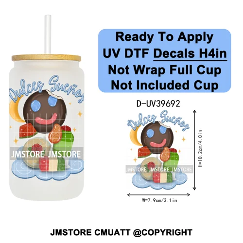 Mexican Conchas Spooky Ghost Concha UV DTF Decals Ready To Apply Waterproof Transfer Stickers Prints For 16OZ Libbey Glass Can