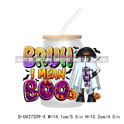 Candy Heart Spooky Ghost Halloween UV DTF Transfer Stickers Decals For Libbey Cold Cup Mug Tumbler Tis The Season Horror Pumpkin