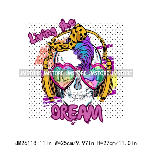 Colorful Coffee Skull Mom Life Boujee Sarcastic Good Moms Say Bad Words DTF Iron On Transfer Stickers Ready To Press For Clothes