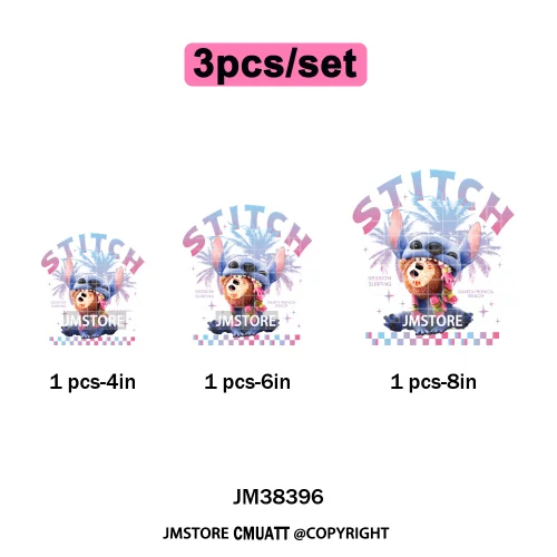 Cute Summer Holiday Life Palm Beach Vibes Cartoon Characters Coquette Iron on DTF Transfers Stickers Ready to Press for Clothing