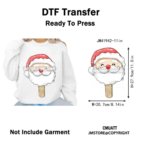 Sweet Christmas Popsicles Spooky Halloween Ice Cream Iron on DTF Washable Transfers Stickers Ready to Press for Clothing Bags