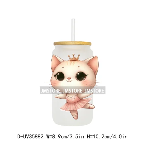 Dancing Cats Kittens Queen UV Sticker Decals For Libbey Cold Cups Mugs Tumbler Transfer Stickers Waterproof High Quality Labels