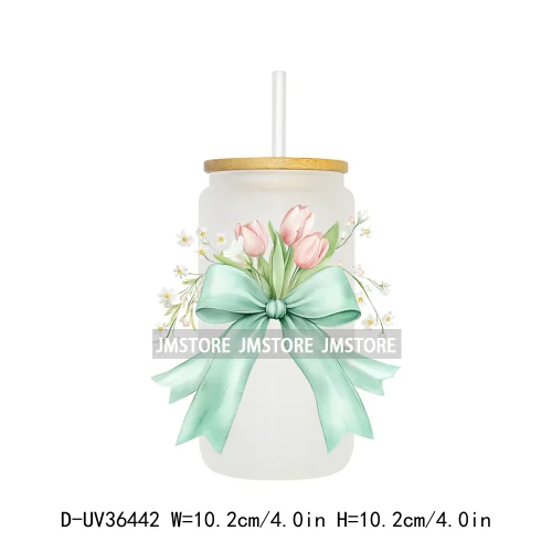 Colorful Bow Ribbon Bridal Birthday UV Sticker Decals For Libbey Cold Cups Mugs Tumbler Transfer Stickers Waterproof DIY Prints