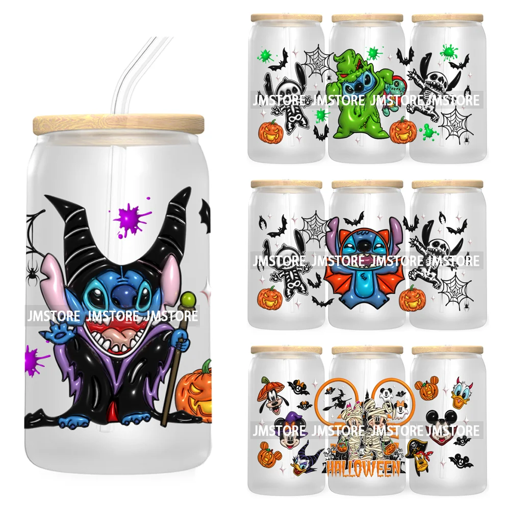 3D Horror Halloween UV DTF Sticker For 16OZ Libbey Glass Cup Can Wrap Transfer Stickers Custom Label DIY Logo Cartoon Blue Koala