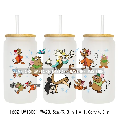 Best Friends Princess Movie Themed 16OZ UV DTF Cup Wraps Ready To Apply Waterproof Transfer Sticker For Libbey Glass Can Tumbler