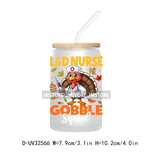 Labor And Delivery Thanksgiving Turkeys Pumpkin Season UV Sticker Decal For Libbey Cold Cups Mug Tumbler Transfer Stickers Nurse