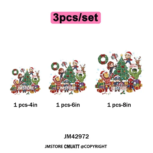 Very Merry Christmas Party Cartoon Princess Kids Friends Winter Gifts Iron on DTF Transfers Stickers Ready to Press for Textiles