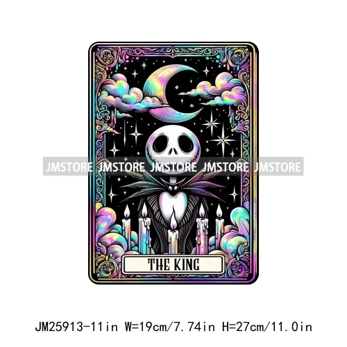 Spooky Horror Halloween Designs Killer King Ghost Death Tarot Card DTF Iron On Transfer Stickers Ready To Press For T-shirt Bags