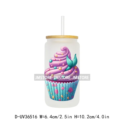 Cartoon Cupcake Sweet Treats UV DTF Transfer Stickers Decals Ready To Apply Waterproof For 16OZ Libbey Glass Can Cups Tumbler