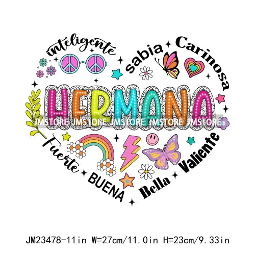 Mama Nana Spanish Blessed Abuela Latina Mom Life Iron On Decals Mother's Day Madre Quotes DTF Transfer Stickers For Clothes