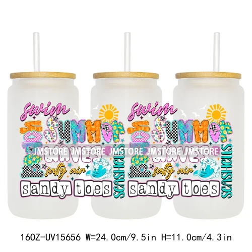 Coquette Bow Florida Softgirl Summer Trip  UV DTF Wraps Transfer Sticker Custom High Quality For 16OZ Libbey Glass Can Tumbler